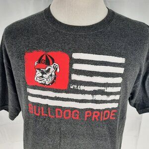 University Of Georgia Bulldog Pride Gray T-Shirt Adult Size Large Mascot Flag